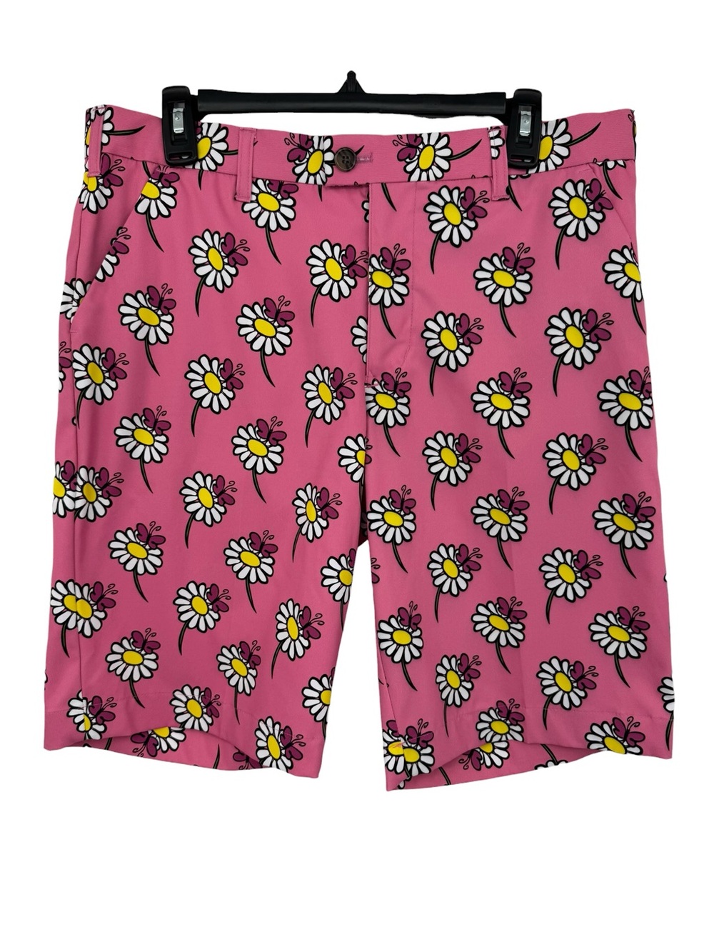 LoudMouth x WoodWorth Pink White Flower Butterfly Golf Shorts 34
